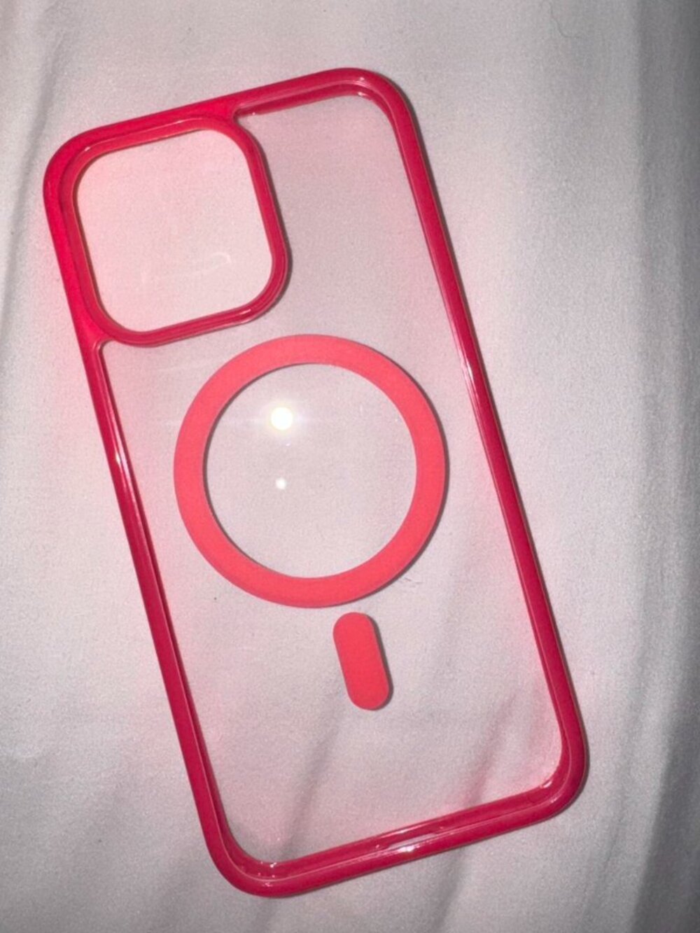Hot pink rim and clear back iPhone case
